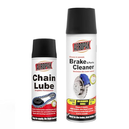 Chain Lubricant & Brake Cleaner Kit—Waterproof, Rust-Proof, Corrosion-Resistant Chain Lubricant + Chlorine-Free Brake Cleaner Spray | Suitable for Motorcycles, Bicycles, Cars, and All Vehicles