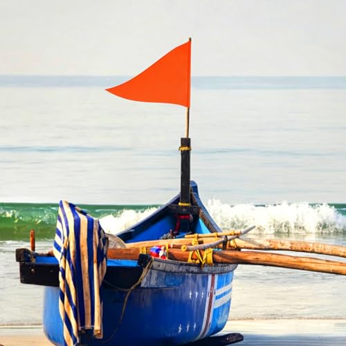 6 Pieces Orange Safety Flag 10x18 Inch,Bike Flags Replacement High Visibility Safety Flag Pennant Waterproof Orange Flag for Boat UTV ATV Car Bike Yacht Warning Banner