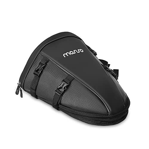 MOSISO Motorcycle Tail Bag Multifunctional Waterproof Polyester Storage Saddle Bag, 10L Outdoor Sports Motorbike Rear Seat Light Tank Handbag Tool Carry Pouch with Shoulder Strap, Black - color: Black