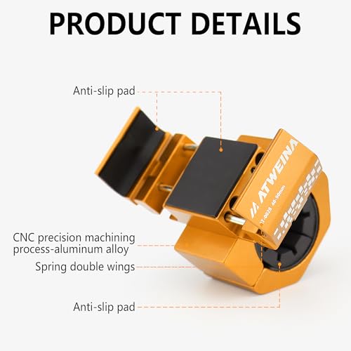 Bike Handlebar Mounts for 4.5-7.6 Phones (Gold) | 360 Degrees Rotate Aluminum Alloy Frame Half-Enclosure Design - color: Gold