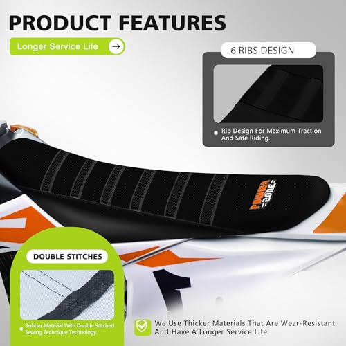 Ribbed Electric Bike Seat Cover Compatible with Tutti Soleil 01 - Non-Slip Waterproof Rubber Seat Cushion Protector (Black) - color: Black