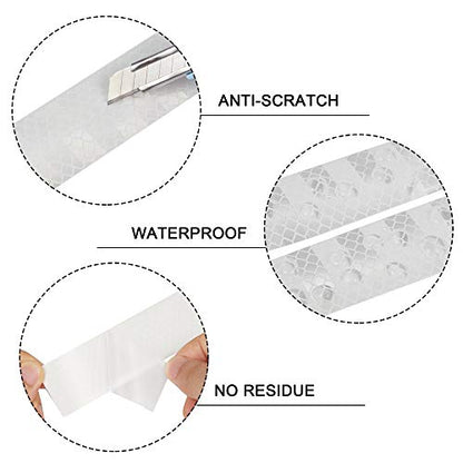 TOMALL 35.2'' Strong Reflective Stripe Stickers High-Intensity Night Visibility Reflective Decal Universal Safety Warning Diamond Grade Waterproof Self Adhesive for Car Trunk (White) - color: White