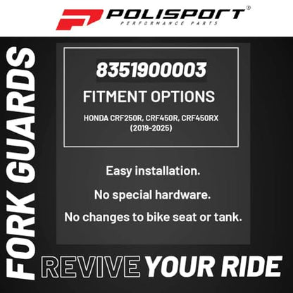 Polisport Fork Guards for Honda CRF250R, CRF450R, CRF450RX (2019-2025) Red, Durable Off-Road Fork Protectors