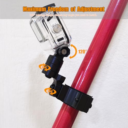 Adjustable UTV ATV Roll Cage Camera Mount Clamp for Insta360 Gopro Hero, Fits 1'' 1.5'' 1.75'' 2'' Tube Roll Bar, Action Camera Mount Holder for Polaris Ranger RZR Can-Am Maverick