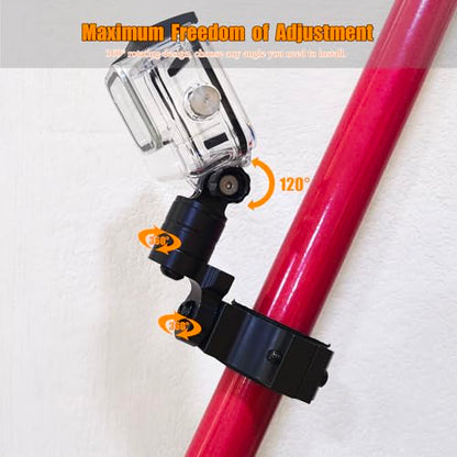 Adjustable UTV ATV Roll Cage Camera Mount Clamp for Insta360 Gopro Hero, Fits 1'' 1.5'' 1.75'' 2'' Tube Roll Bar, Action Camera Mount Holder for Polaris Ranger RZR Can-Am Maverick