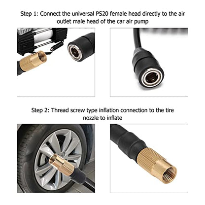 Car Air Pump Extend Hose, 9.84ft PS20 Female Plug Inflator Extension Tube for American Tire Nozzle Car Motorcycle - size: 9.84 ft