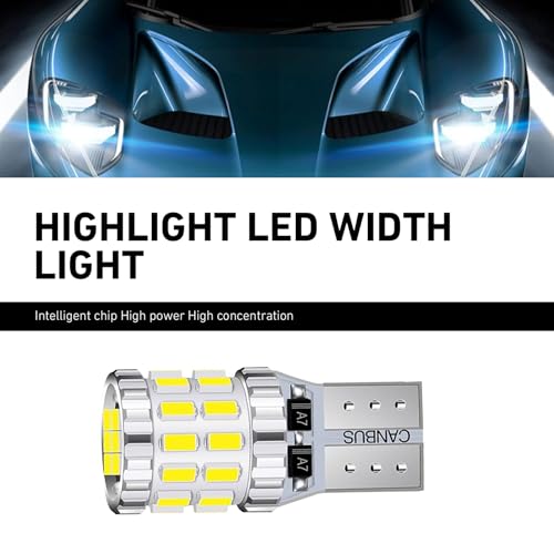 2 PCS T10 LED License Plate Light Bulbs, 3014-30SMD Super Bright 360 Degree Lights for Wide/Reading/Instrument, Universal for Most Cars, Trucks, SUVs (White#2402) - color: White#2402