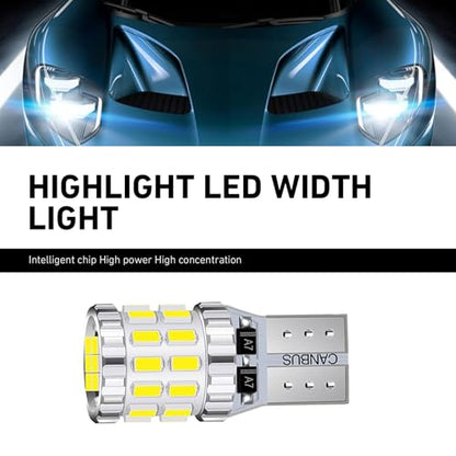 2 PCS T10 LED License Plate Light Bulbs, 3014-30SMD Super Bright 360 Degree Lights for Wide/Reading/Instrument, Universal for Most Cars, Trucks, SUVs (White#2402) - color: White#2402
