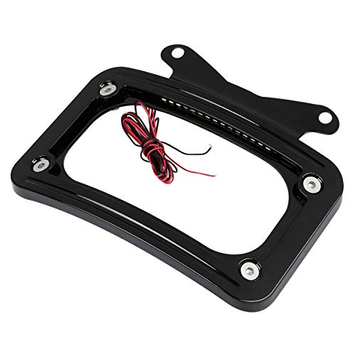 TCT-MOTORPARTS Curved License Plate Frame W/LED Light Fit for Harley Touring Street Glide 2010-2025, FLHX, FLHXS, FLHXST, FLTRX, FLTRXS, and FLTRXST - color: Black