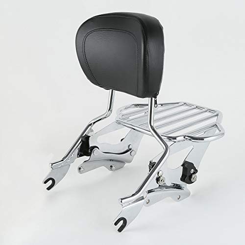 TCMT Detachable Passenger Backrest Sissy Bar With 2-Up Luggage Rack 4 Point Docking Hardware Kits Fits For Harley Touring Touring CVO Road Glide Street Glide Road King Electra Glide 2014-2025 - color: Style C Chrome, size: Fit For 2014-2025 Touring