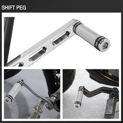 Motorcycle Extended Shifter Peg Toe Foot Shift Peg for Harley Softail Sportster Dyna Touring Road King Street Glide Road Glide Fat Bob (Chrome black) - color: Chrome black