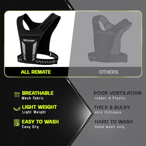 Reflective Vest Chest Phone Holder, Adjustable Hydration Training Workout Gear for Nighttime Running Biking - color: Black