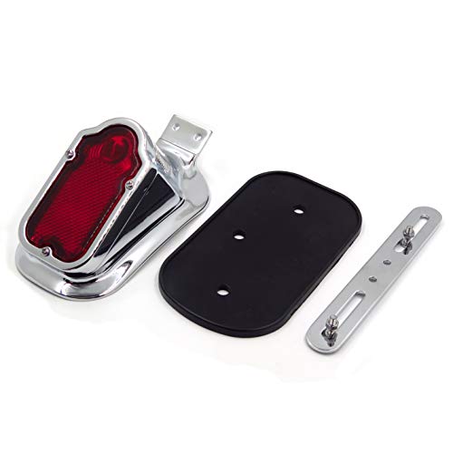 XH3118B-A- Motorcycle Chrome Red Metal Tombstone Brake Tail Light Signal Compatible with Motorcycle Bike - color: Red
