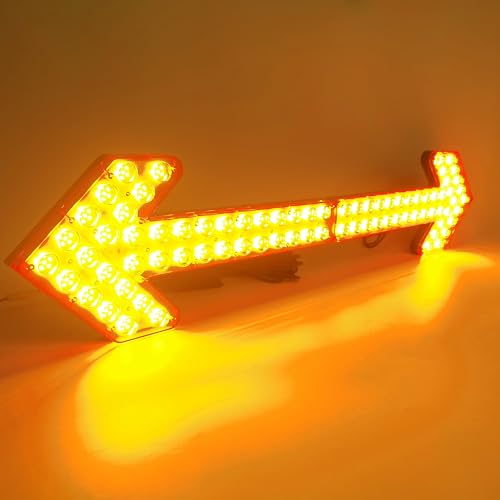 CFLMYYXGS 640 LED Arrow Signal Light Bar 12V-24V Waterproof Amber Strobe for Construction Vehicles Sweepers Water Carts Wreckers High-Intensity Double-Layer PCB Left+Right Arrows with Control Box - color: Amber