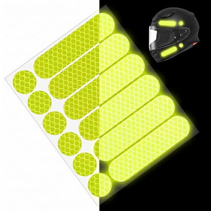 12PCS Reflective Helmet Tape, Yellow Reflective Motorcycle Helmet Decals Night Visibility Reflectiv Safety Decals Motorcycle Helmets Stickers for Motorcycles Scooters Bike Helmets