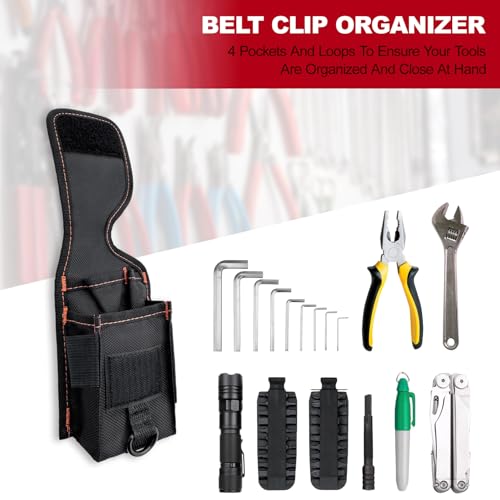 Multitool Holster Sheath with Belt Clip | Small Multi-Pocket EDC Tool Pouch, Compatible with Leatherman Wave+, Tactical Tool Organizer for Camping, Work, Men