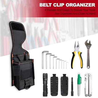 Multitool Holster Sheath with Belt Clip | Small Multi-Pocket EDC Tool Pouch, Compatible with Leatherman Wave+, Tactical Tool Organizer for Camping, Work, Men