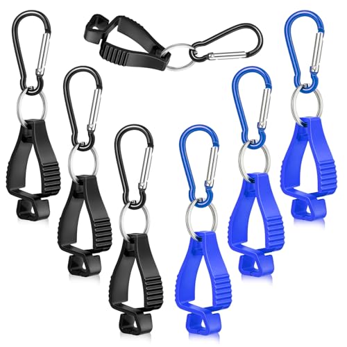 Jetec 6 Pcs Glove Clips for Work Glove Holder Grabber Safety Clips for Construction Work Accessories Helmets Hanger Clamp - color: Black,blue