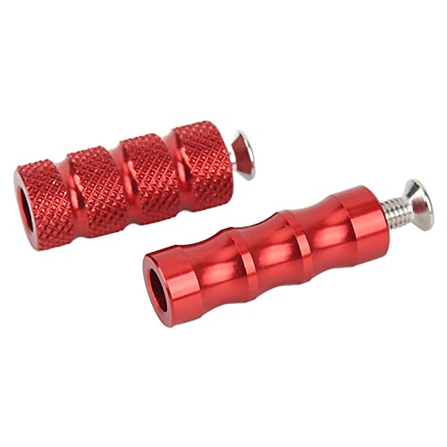 2 Pair CNC Motorcycle Knurled Shifter Peg Anti-Skid Gear Shift Brake Lever Foot Pegs Pedal 6mm Hole Front Footrests For Mounting Bolts Moto (Red) - color: Red