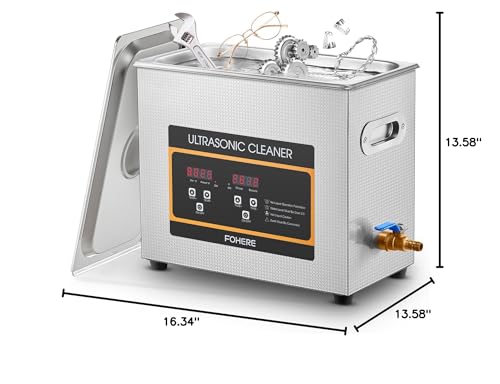 Ultrasonic Cleaner with Heater and Timer, Stainless Steel Ultrasonic Washing Machine, Professional Sonic Cleaning for Parts, Bike Chain, Metal Engine Parts, Gun (6.5L) - size: 6.5L