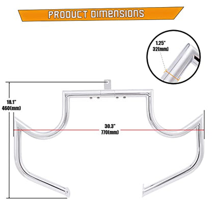 Kinglemc Crash Bar Engine Guard Highway Bar for Honda 750 VT750 VT750C VT400 Shadow Aero Phantom Spirit (Mustache Silver) - color: Mustache Chrome