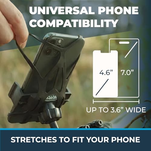 Roam Universal Black Net Bike Phone Mount Holder, 360° Rotation Hands Free Cell Navigation System for Motorcycle eBike Dirt Road Cruiser Scooter Jogging Stroller, Adjustable Up to 3.6" W x 7" L - color: Matte Black