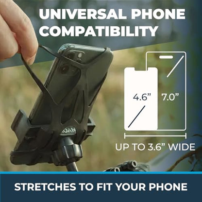 Roam Universal Black Net Bike Phone Mount Holder, 360° Rotation Hands Free Cell Navigation System for Motorcycle eBike Dirt Road Cruiser Scooter Jogging Stroller, Adjustable Up to 3.6" W x 7" L - color: Matte Black