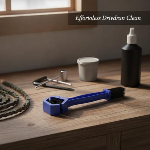 Double-Headed Bike Chain Cleaning Brush for Bicycle & Motorcycle Drivetrain Maintenance, Durable PP Plastic Scrubber for Grease Removal - color: Blue