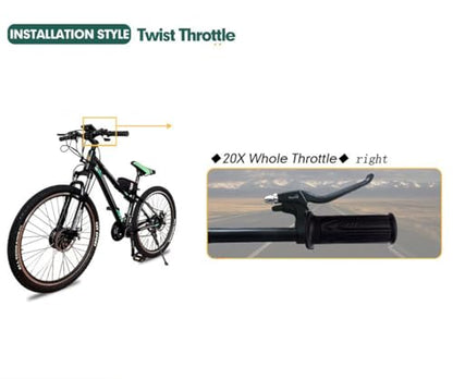 Universal E-Bike Twist Throttle Grip - 22.2mm Waterproof Handlebar Speed Controller for Electric Bicycle, Scooter, Motorcycle (12V-72V Compatible)