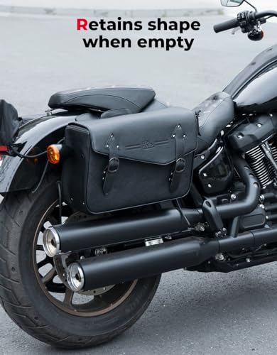 KEMIMOTO Quick Release Motorcycle Saddlebags Throw Over PU Leather Saddle Bags 36L Luggage Bag Fit for Sportster Softail Dyna V-star Shadow Road King 883 1200 Low Rider S Cruiser Vulcan Rebel