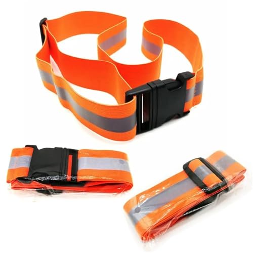 2 PcsReflective Belt Adjustable Waist Strap High Visibility Safety Reflective Gear for Cycling Jogging - color: Orange
