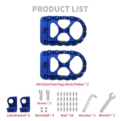 CNC MX Style Wide Foot Pegs with 360° Roating Compatible with Harley Dyna Softail Fatboy Sportster Iron 883 Chopper Bobber Models Blue - color: Blue with Cone Spikes