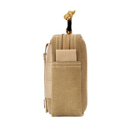 Tactical Belt Pouch EDC Waist Bag MOLLE Admin Pocket Modular Medical Kit Organizer Phone Holster Vest Pack Nylon Utility Zipper Wallet Small Gear Tool Carrier for Men Women Camping Hiking - color: Coyote Brown