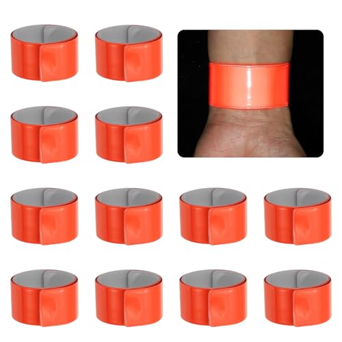 PATIKIL 40cm/15.8in Reflective Bands, 12pcs Reflective Arm Bands Straps Wrist Reflective Running Gear Long Safety Reflective Straps Bracelets High Visibility for Night Walking Bicycle - color: Orange