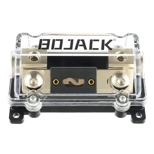 BOJACK 0/2/4 Gauge AWG in-Line ANL Fuse Holder with 500 Amp Fuse No Wire Terminals Needed Inline Fuse Holder with Insulating Cover, Automotive 4, 2, 0 Gauge Fuse Block - size: 500A