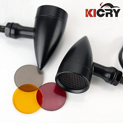 Motorcycle Turn Signals LED Bullet Front Rear Indicator Lights Universal Compatible for Harley Davidson Cruiser Iron Softail Street Bike Honda Shadow Yamaha Chopper Bobber Cafe Racer(Black/Amber) - color: Black/Amber