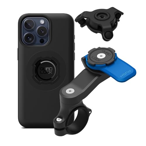 Quad Lock Motorcycle Handlebar Mount Kit with Vibration Dampener and MAG Phone Case for iPhone 15 Pro Max - size: iPhone 15 Pro Max