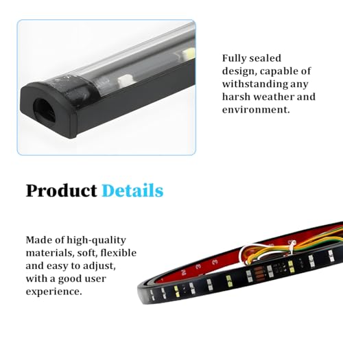 59" Truck Tailgate Light Strip, 180 LED 4 Function Vihicle Brake Running Turn Signal Light Rear Lighting Bar, Pickup Tail Strip Reverse Lamp, Universal for Trailer Truck Cargo Pickup - size: Double 1.5M