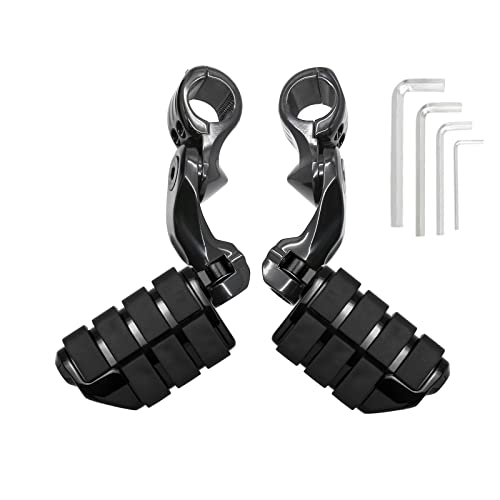 Highway Pegs Footpegs Short Angled Foot Rest Fit for Touring Street Glide Road Glide Road King Electra Glide with 1.25 inch Engine Guard 1 1/4 Highway Bar Black - color: Black Custom Style