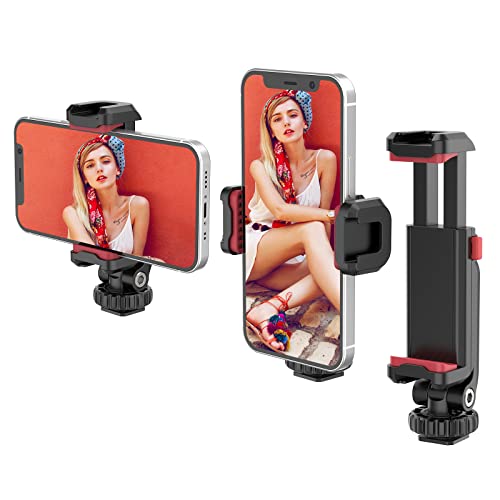 ULANZI ST-06S Phone Tripod Mount, Universal Smartphone Mount Adapter with 2 Cold Shoe, 360° Rotates Adjustable Cell Phone Clip Clamp Holder, Compatible with iPhone 17/16/15, Samsung Galaxy Cell Phones