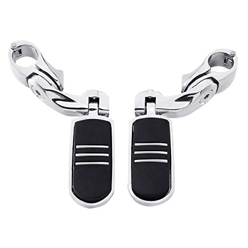 SLMOTO Streamliner Footpegs+Short Angled Adjustable Highway Peg Mount Kit Fits for Street Glide Road King Electra Glide with 1.25" Engine Guard 1 1/4 Highway Bar Chrome - color: Chrome 1 1/4"