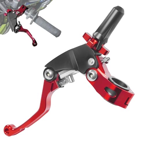 7/8" 22mm Universal Motorcycle Aluminum 360 ° Alloy Foldable Clutch Handle Motorcycle Clutch Handle with Mounting Seat for Motorcycle Street Sport Dirt Pit Mini Bikes Scooter ATV (Red) - color: Red
