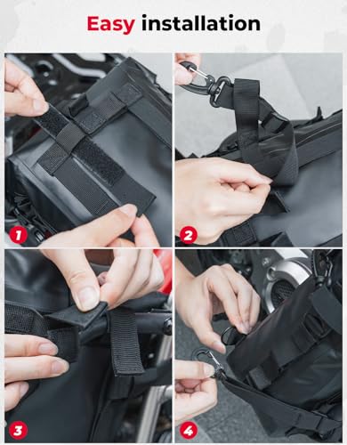 KEMIMOTO PVC Waterproof Motorcycle Adventure Crash Bar Frame Bags 6.5L Tail Bag Side Bag Sissy Bar Back Seat Saddle Bag Universal Fit for Dirt Bike Adventure Sprot Dual Sport Bike Moto Enduro ATV - color: Grey