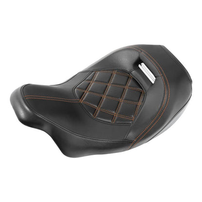 TCT-MOTORPARTS Low-Profile Driver Seat Front Solo Seat Fits for Harley Touring 2009-2023 Electra Street Road Glide CVO Road King - color: Driver Seat Orange