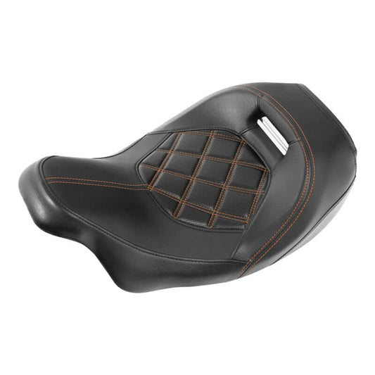 TCT-MOTORPARTS Low-Profile Driver Seat Front Solo Seat Fits for Harley Touring 2009-2023 Electra Street Road Glide CVO Road King - color: Driver Seat Orange