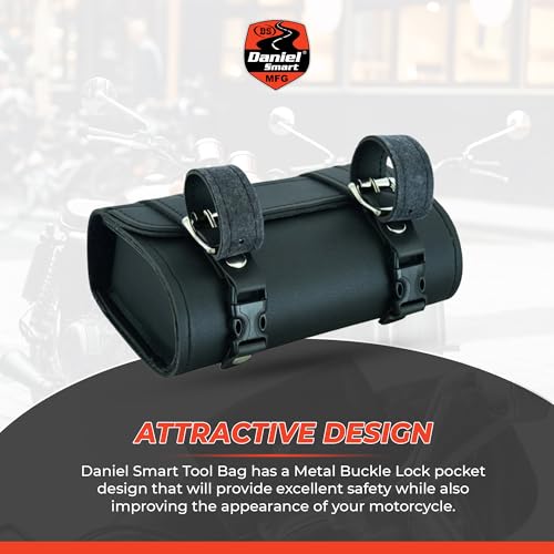 Daniel Smart Motorcycle Tool & Windshield Bag - Premium Synthetic Leather Pouch with Metal Buckle for Strong Hold | Durable & Waterproof - style: Ds5727