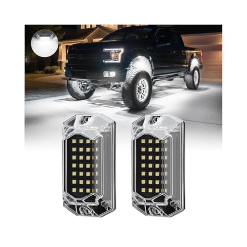2 Pods Full Angle All Pure White LED Rock Lights Replacement Damaged Pod for Full Angle White Rock Lights 12v Underglow Light Waterproof Neon for Trucks ATV UTV Offroad Pickup RZR SXS - size: 2Pods
