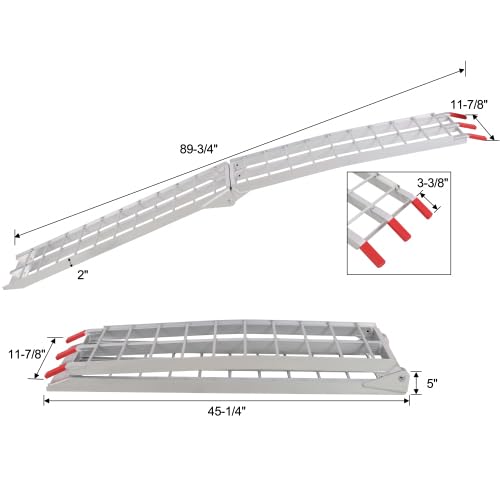 7.5FT Aluminum Loading Ramps, 1500 Lbs Capacity per Pair, with Safety Straps, Motorcycle Ramp, ATV Truck Ramps, Four Wheeler Ramps for Trucks, Lawn Mower, UTV, 1 Pair
