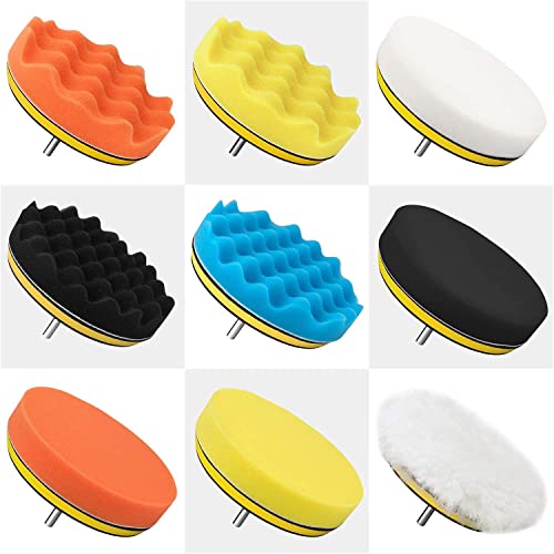5 Inch Buffing and Polishing Pad Kit 11 PCS with Drill Adapter - size: 5Inch-11PCS