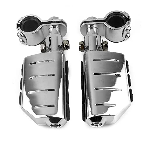 Motorcycle Universal Highway Pegs Foot Rests Fit Engine Guard Crash Bar 1-1/4" Or 1" Compatible with BMW Harley davidson Yamaha Honda - color: Style #2 Chrome